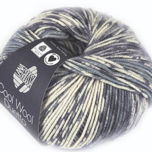 LANA GROSSA Cool Wool Duetto Farbe 7506 Creme/Hell-/Mittel-/Dunkelgrau 