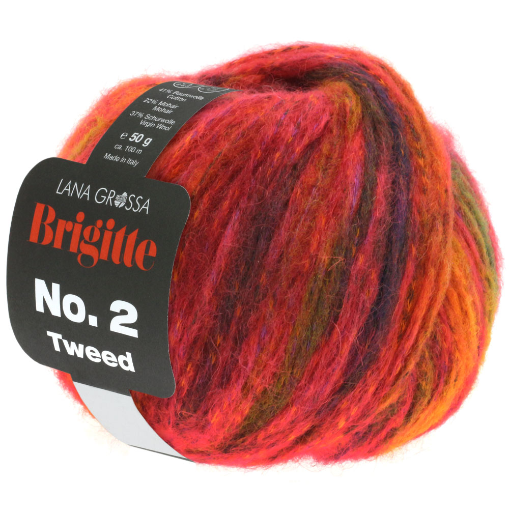 LANA GROSSA Brigitte No.2 Tweed REDUZIERT Farbe 110-Rot/Kupfer/Orange