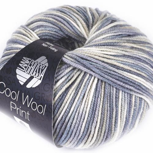 LANA GROSSA Cool Wool Print Farbe 829 Rohweiß/Silber-/Hellgrau/Grau 